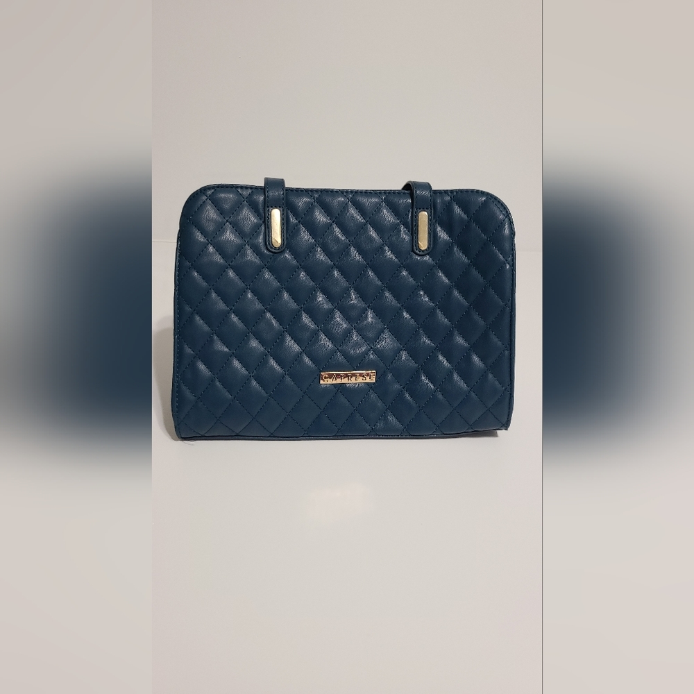 Caprese Blue Quilted Sling Long‎ Crossbody Purse Handbag - Picture 14 of 15